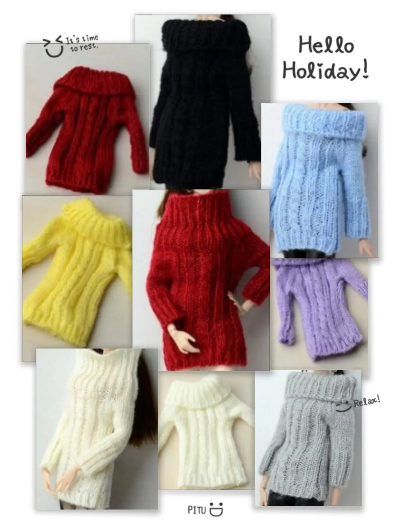 Однотонный вязаный свитер Mini Colo для кукол 1/6 осенне-зимние топы Модный