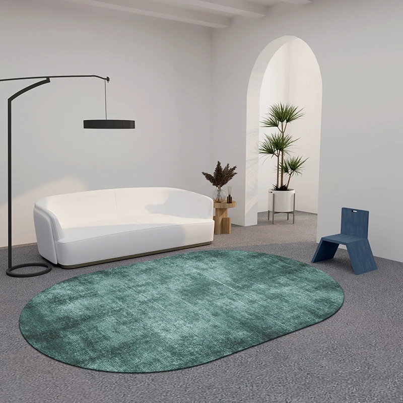 Fashion Oval Carpets Living Room Abstract Emerald Green Messy Line Art Line  Bedroom Bedside Floor Mat Custom 3m Wide Rug