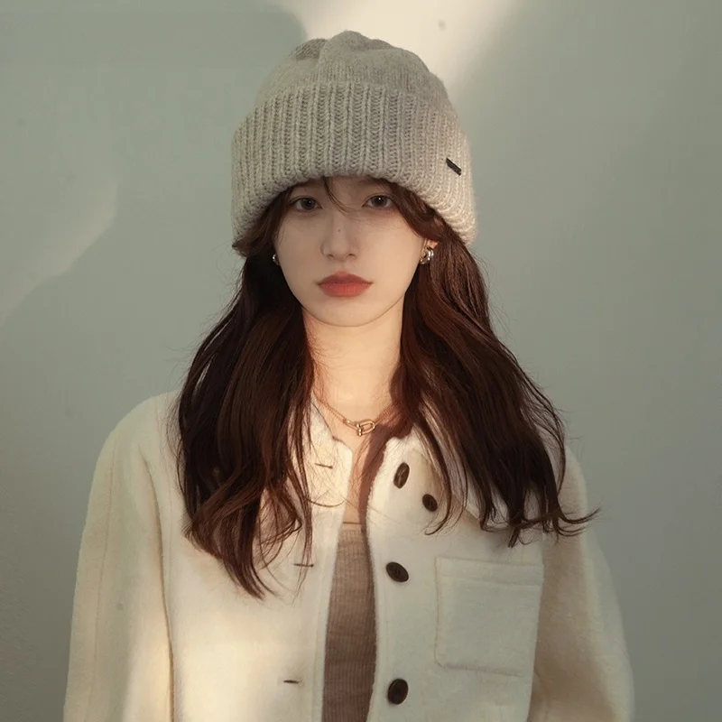 Winnie Japan Famous Hat Autumn and Winter Woolen Cap Thickened Warm Big Head Circumference Knitted