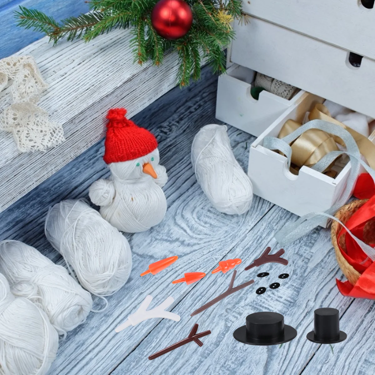 

Kids Tool Kit Snowman Material Christmas Decorations Children's Craft DIY Plastic Accessories
