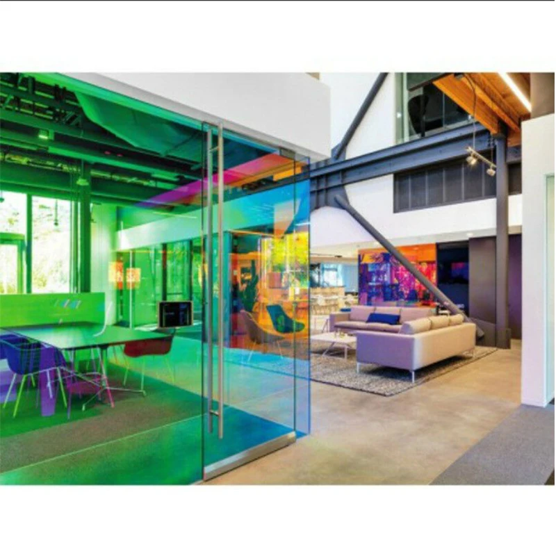 

Mul-size Chameleon Glass Window Film Colorful Window Tint for Home Office Rainbow Color Self Adhesive Stained Glass Films