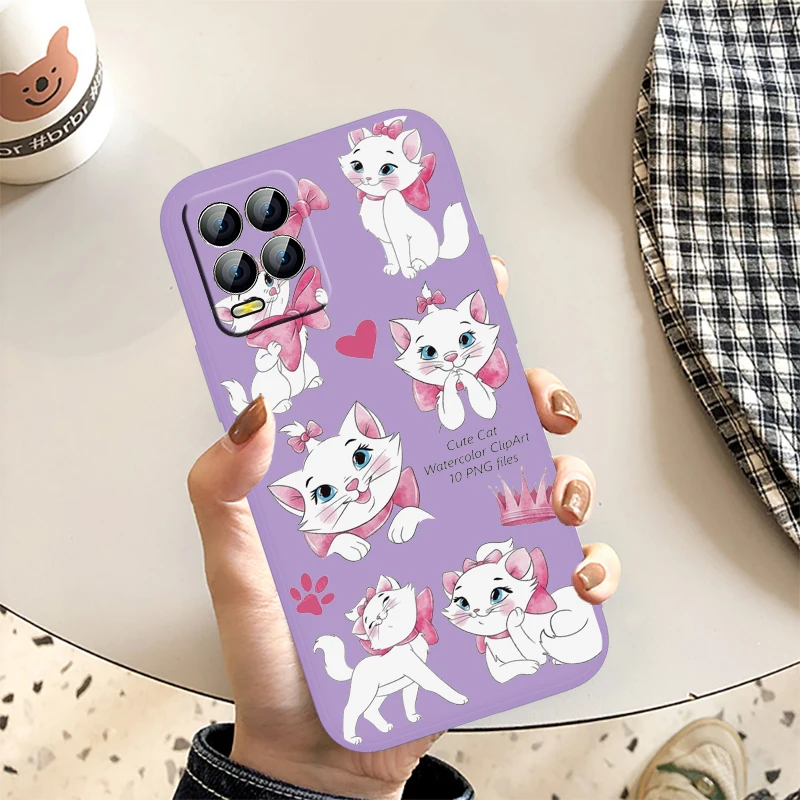 

Marie Cat Pink Cartoon Phone Case For OPPO Realme GT Neo 3 2 Master 8 9 Narzo 50A 50i Reno 7 Liquid Rope Candy Cover Coque Capa
