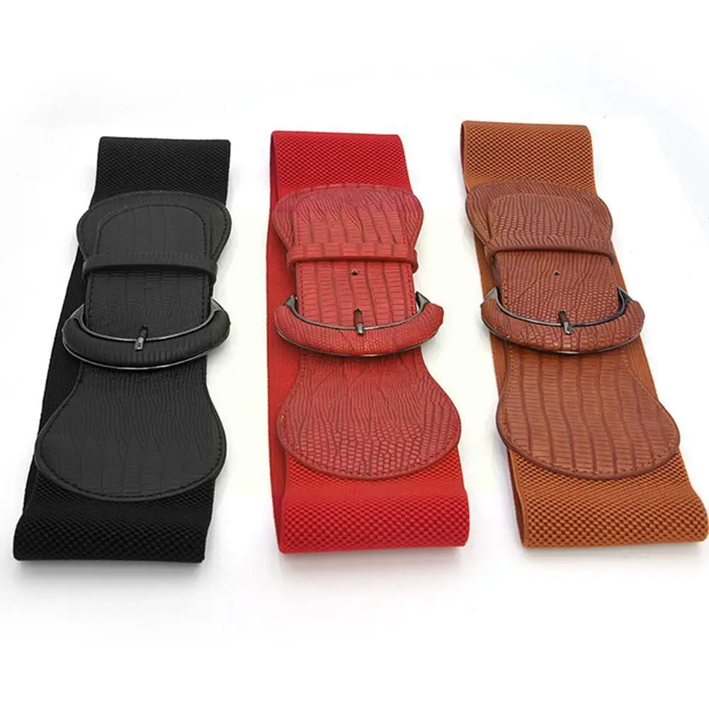 

1pc Fashion All-match Female Wide Belt Slimming Belts For Women Waist Seal Dress Coat Elastic Buckle Decorative Waistband G C5r7