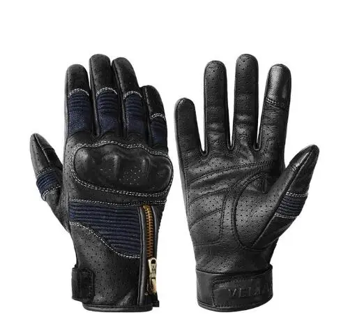 Винтажные Мотоциклетные Перчатки из козьей кожи летние мужские джинсовые