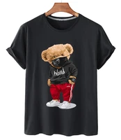 t shirt mens and womens top popular logo hello win fashion bear stylish casual large size cartoon mask bear short slee
