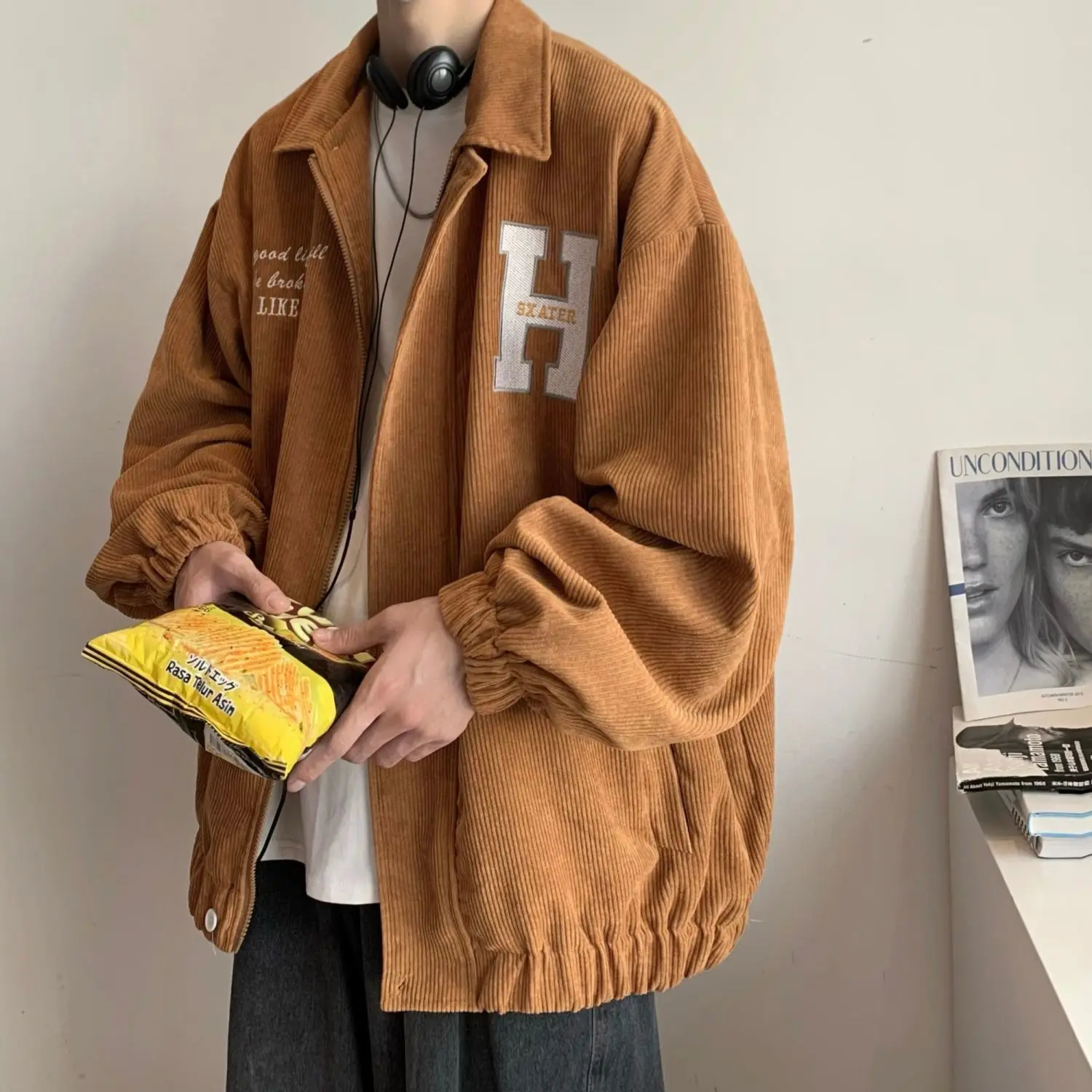

Korean Fashion Letter print Long sleeve Shirt men 2023 spring autumn Gray black casual Shirts coat mens oversized jacket