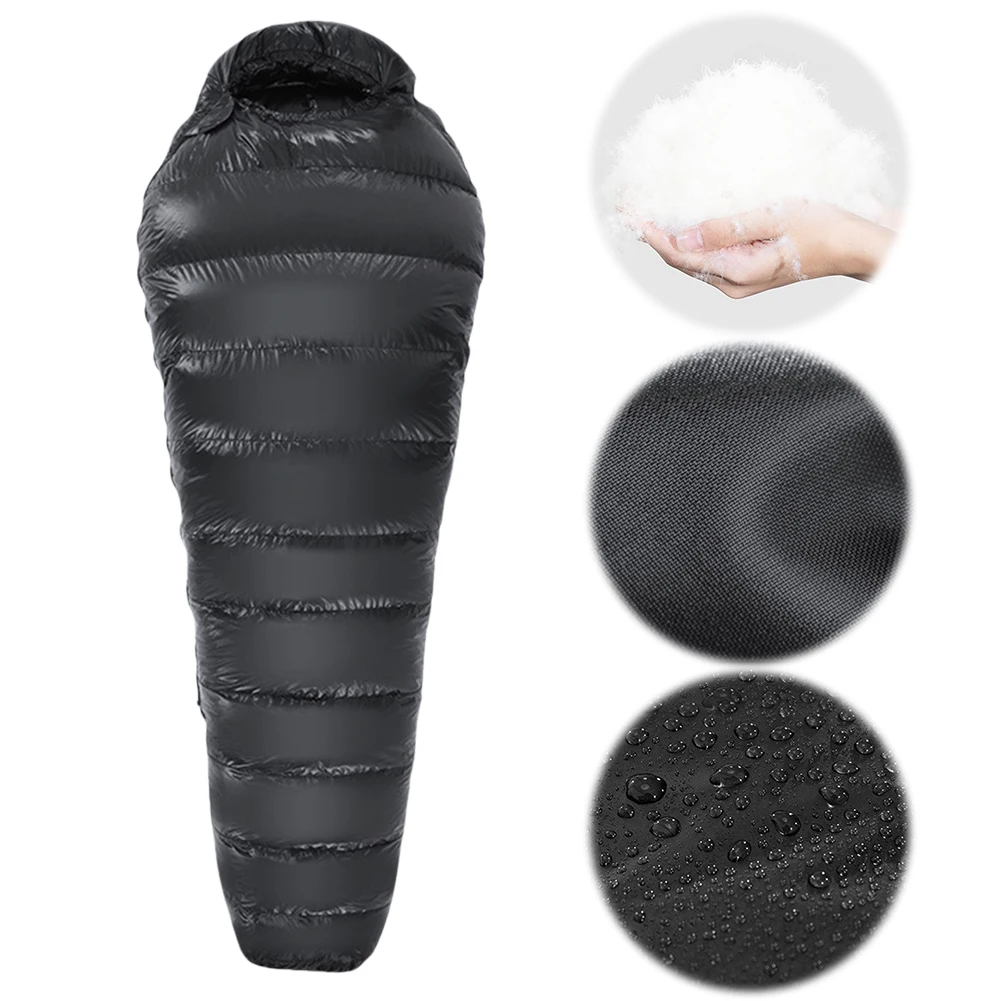 Спальный мешок Мумия легкий спальный на белом утином пуху водонепроницаемый