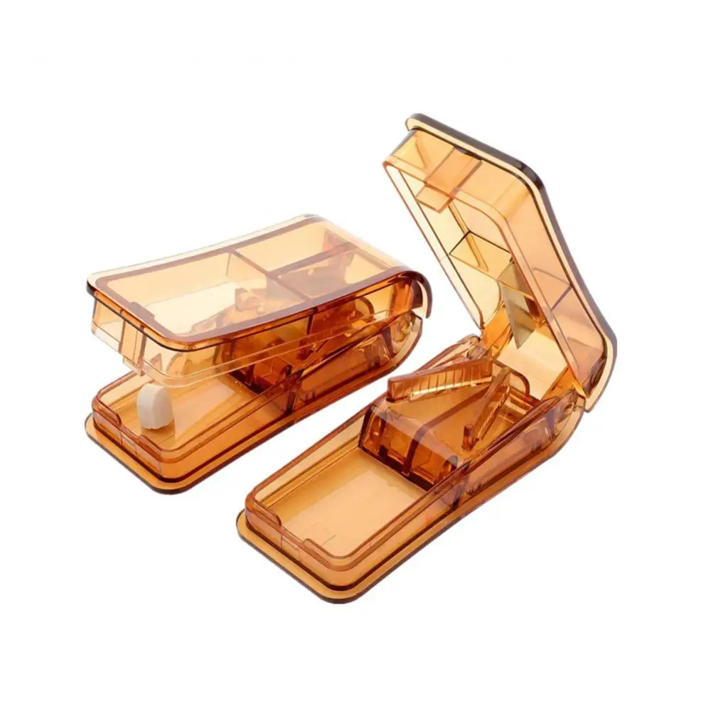 

Two-in-one Divider Pill Case Medicine Cutter Useful Grinder Splitter V-shaped Design Portable Chip Collecting And Cutting Device