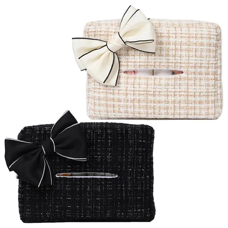 

Коробка для хранения салфеток, держатель для салфеток, многоразовый органайзер для салфеток с солнцезащитным козырьком и бантом, украшение для женщин и мужчин, водителей