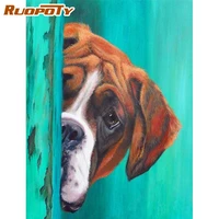 ruopoty oil paint by numbers puppy animal scenery picture by number handmade unique gift 60x75cm frame on canvas wall decor