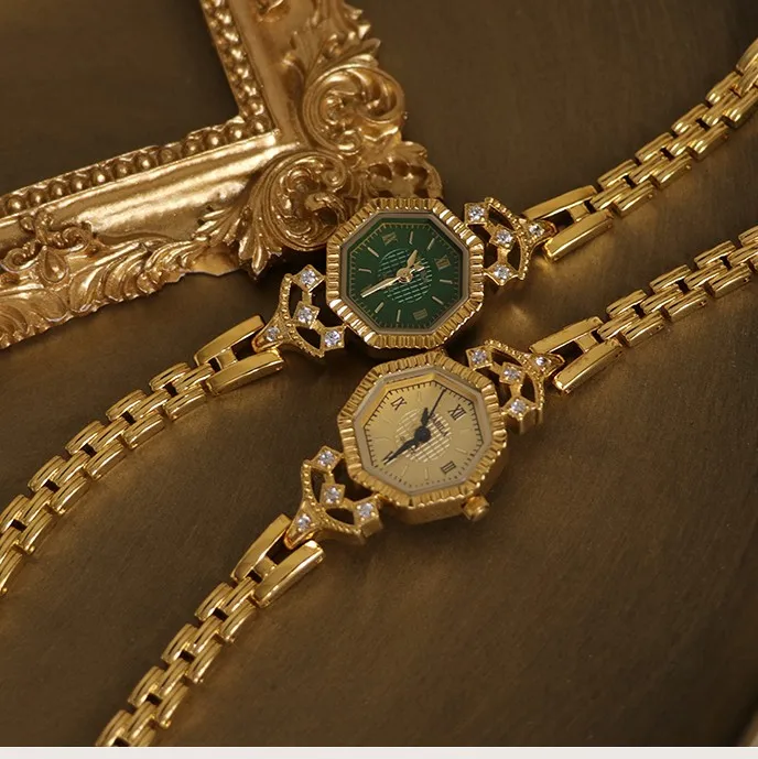 

Новинка 2022, высококачественные женские часы с латунным ремешком и покрытием из 18-каратного золота, Роскошные наручные часы в британском рет...