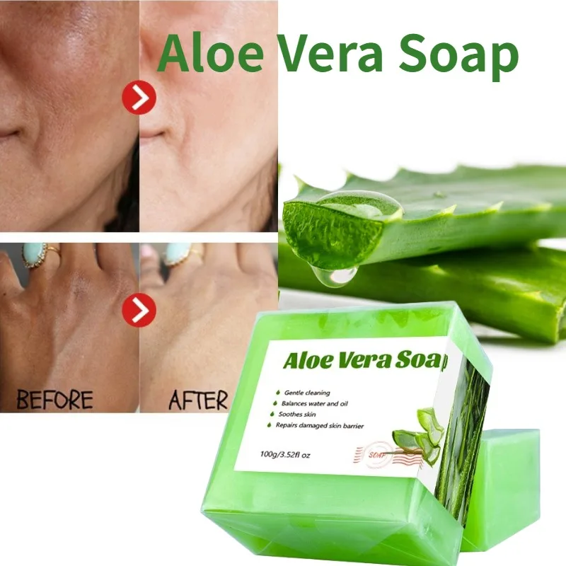 

Gel calmante de Aloe de 100g, jabón de limpieza Facial, Gel de Aloe, cuidado de la piel, jabón hidratante para el acné, jabón co