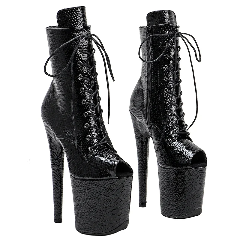 Leecabe 20 см/8 дюймов змеиная искусственная кожа модная женская обувь на высоком