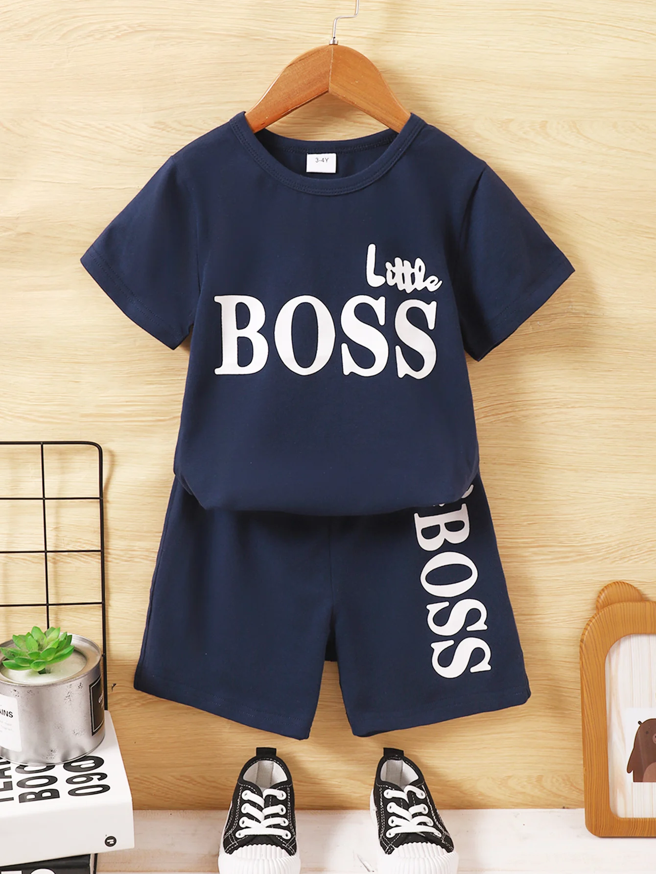 Summer Cool Boys Short Sleeves Cotton Two-Piece Suit For 1-6 Years Old Little Boss Kids
