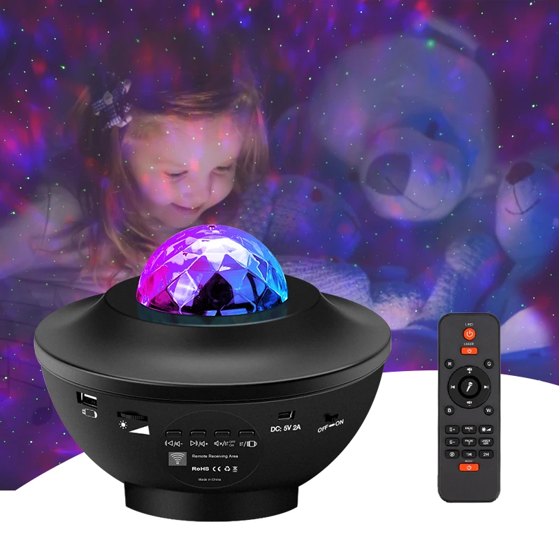 

LED Star Galaxy Projector Ocean Wave Night Light Room Rotate Starry Sky Projectors Lamp Decoration Maison Pink Bedroom Decor