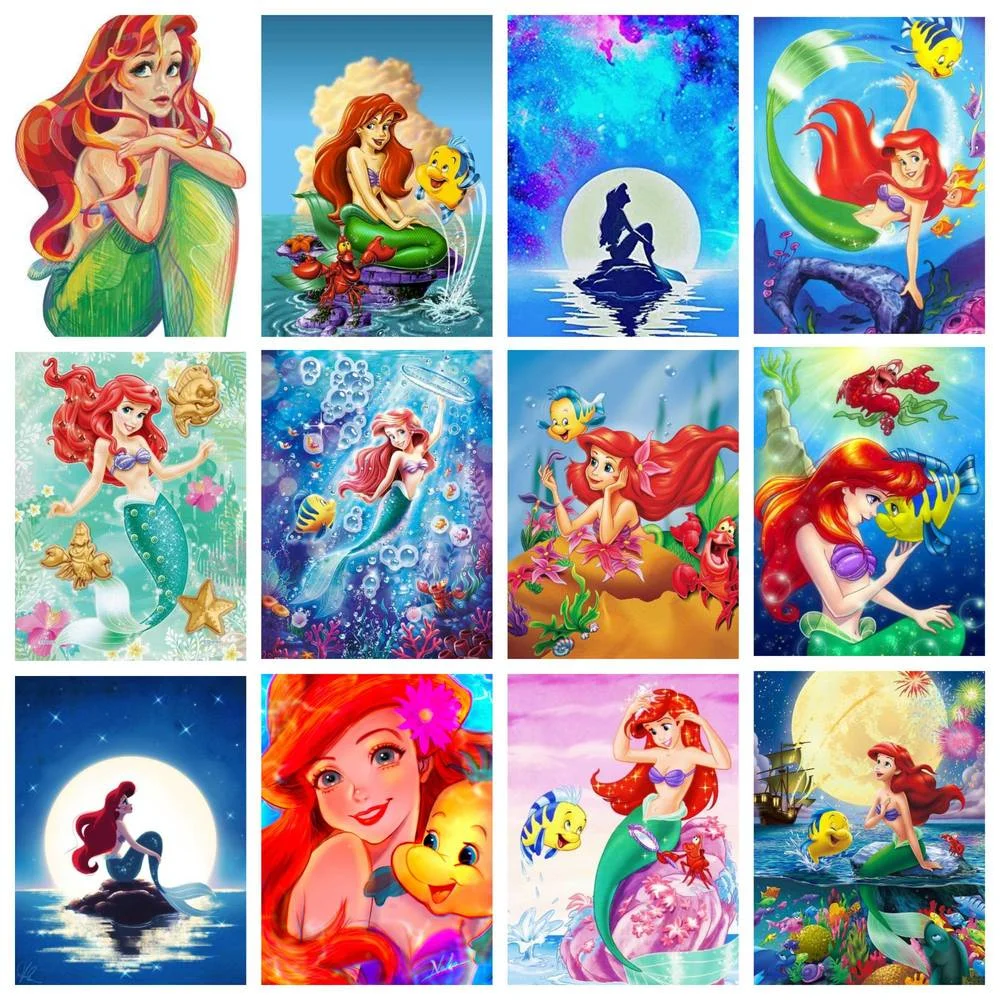 

Алмазная живопись «сделай сам» Disney 5D, Набор для вышивки крестиком, Русалка, принцесса, Ручная инкрустация, детские подарки, украшение для стен дома