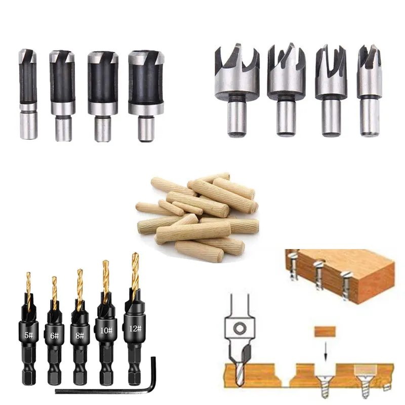 

4Pcs 6Pcs Countersink Drill Woodworking Drill Bit Set Drilling Pilot Holes for Screw Drill Bit Set Hexagonal Handle Drill Bit