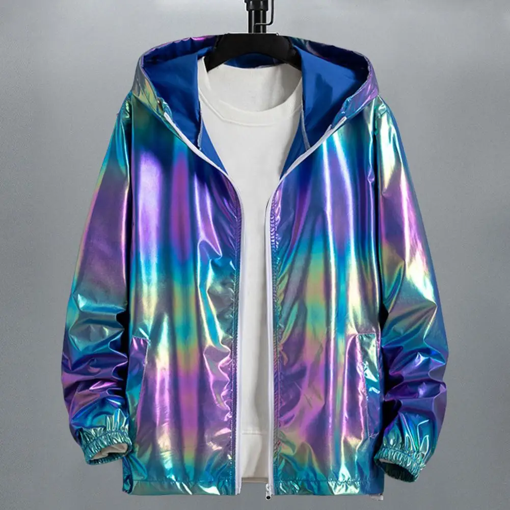 

Popular Men Summer Jacket Gradient Color UV Protection Super Soft Elastic Cuff Zipper Windbreaker Jacket