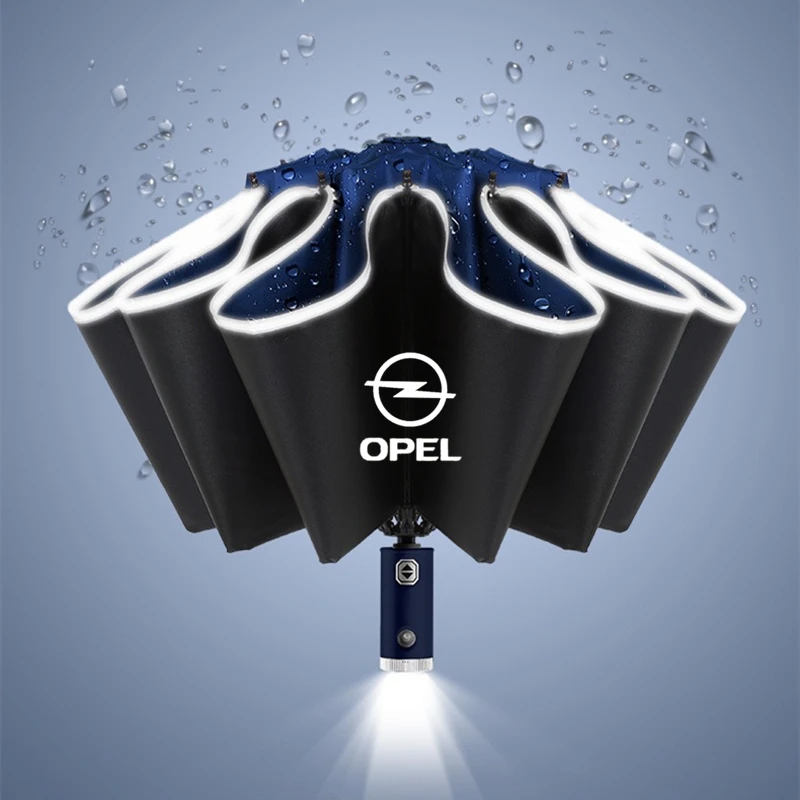 

Automatic Umbrella With LED Flashlight Reflective Stripe Reverse Large Umbrella For opel insignia astra j h g corsa d zafira b