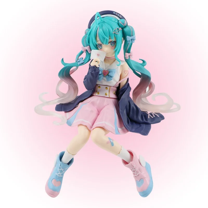 

Bandai 14CM virtual idol singer Hatsune Miku anime character two-dimensional beautiful girl doll kawaii model toy cute powder