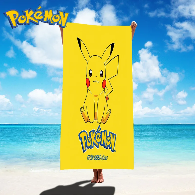 Kids Cartoon Bath Towel Eevee Family Large Adult Rectangular Beach Towel Summer Seaside Must-have