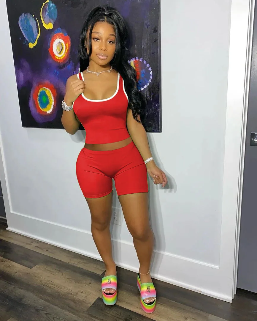 Женский короткий топ и шорты повседневные неоновые спортивные костюмы летняя