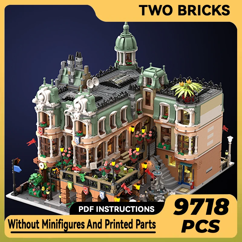 

Moc Building Blocks Street View Garden Hotel Restaurant Technical Bricks DIY Assembly Construction Toys For Childr Holiday Gifts