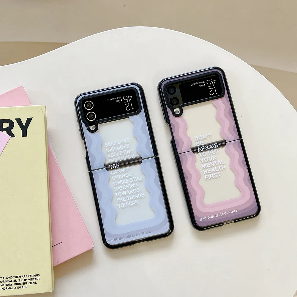 

Ins Korea Transparent Fashion Phone Case for Samsung Galaxy Z Flip 3 4 5 5G PC Hard Anti-drop Back Cover Funda