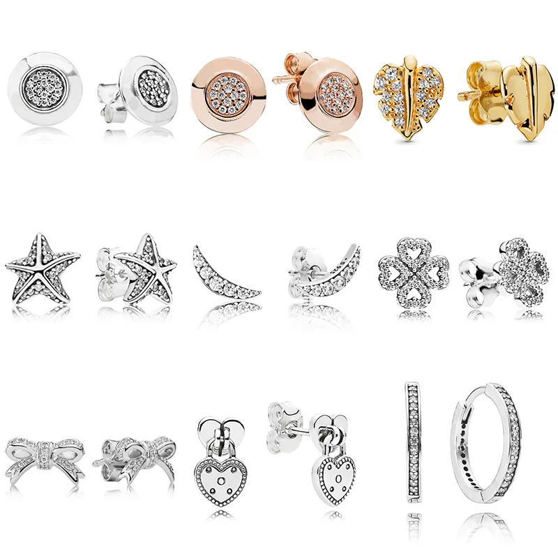 

Серьги из серебра 925 пробы, 9 стилей, серьги, цветок, звезда, сердце, женская бижутерия pandora для свадебной вечеринки