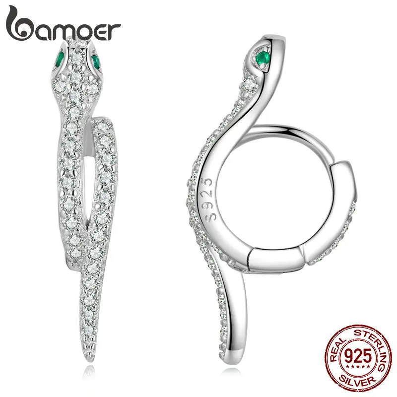 

Серьги-кольца Bamoer женские со сверкающим фианитом