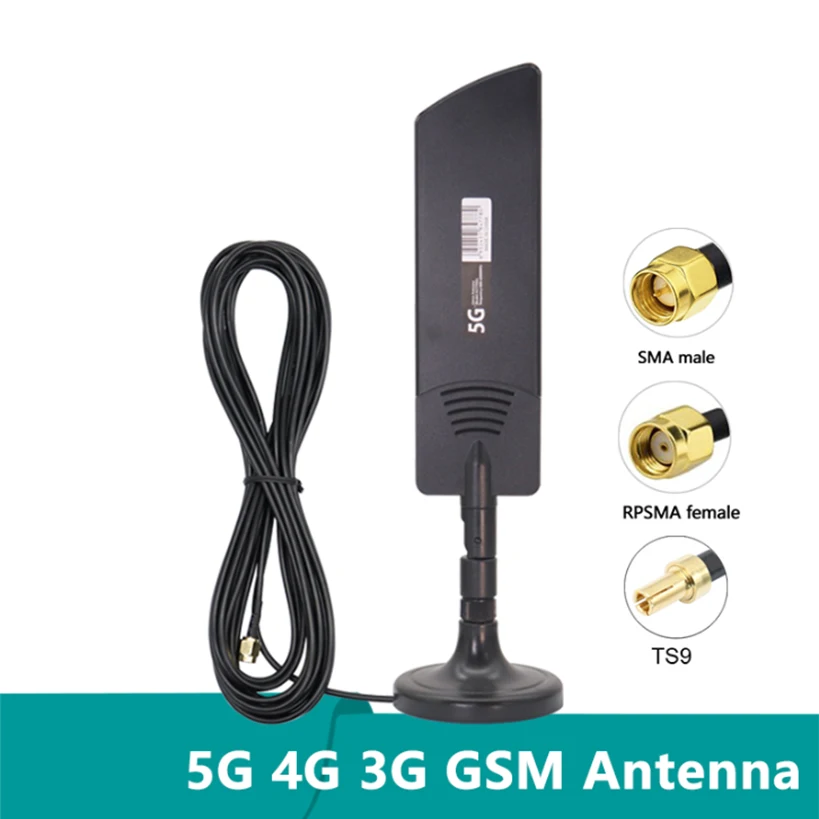 

Enhance Signal 600~6000Mhz 5G 4G LTE 3G GSM Aerial 22dbi Omni WiFi Router Antenna With TS9 SMA Male And Magnetic Base