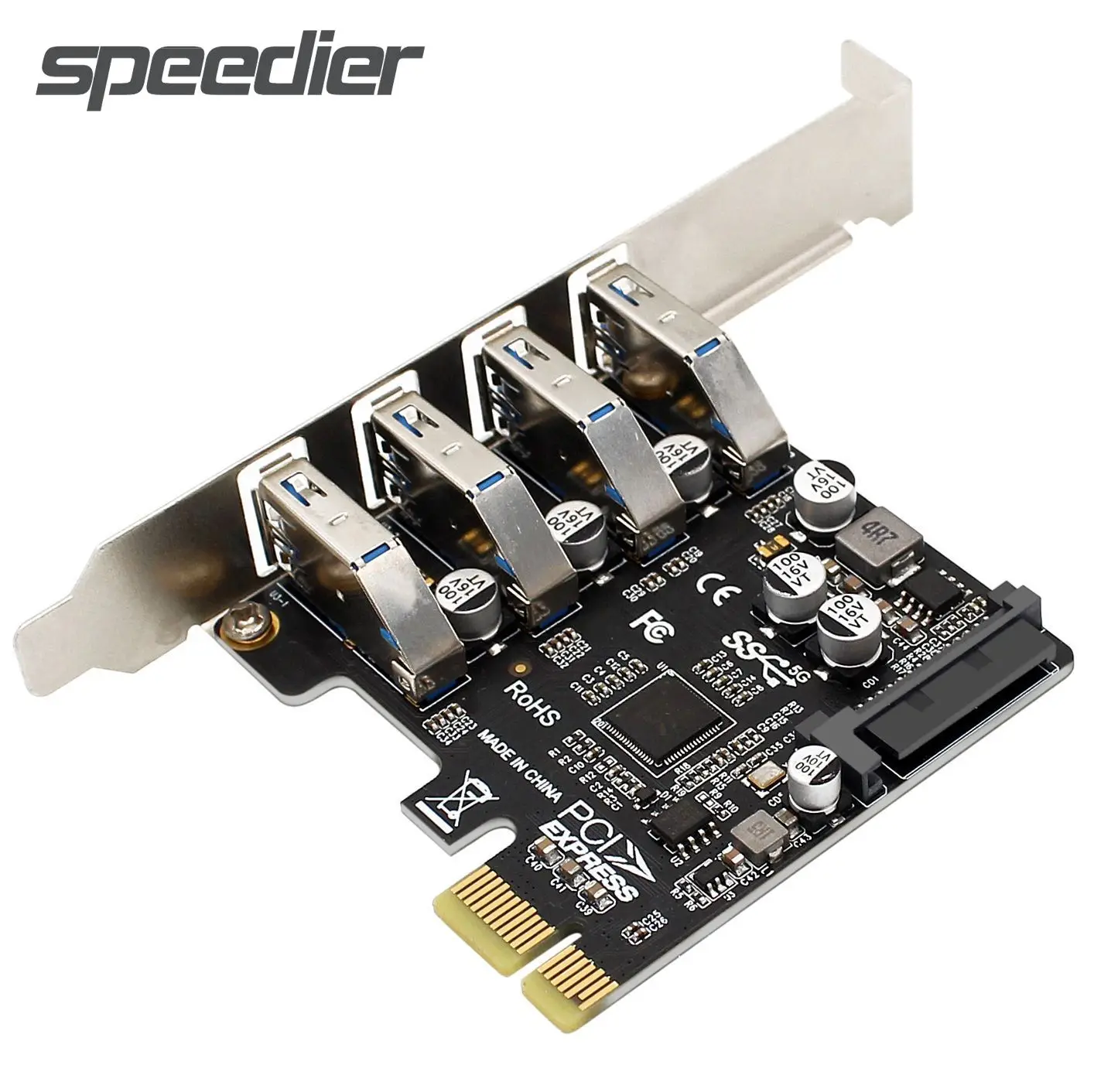 

USB 3.0 PCI-E Adapter 4*Ports USB3.0 Expansion Riser Card PCI E USB 3.0 Adapter Converter For PCIE x1 x4 x8 x16 VL805 2U/4U Case