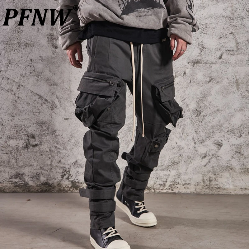 PFNW Autumn Men's Heavy Industry Zipper Multi Pockets Cargo Pants High Street Functional Tactical Avant-garde Trousers 12Z1701