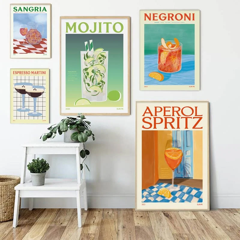 

Abstract Canvas Painting MOJITO Drink Decorative Wall Painting Living Room Home Decor Canvas Painting for Kitchen Dining Room