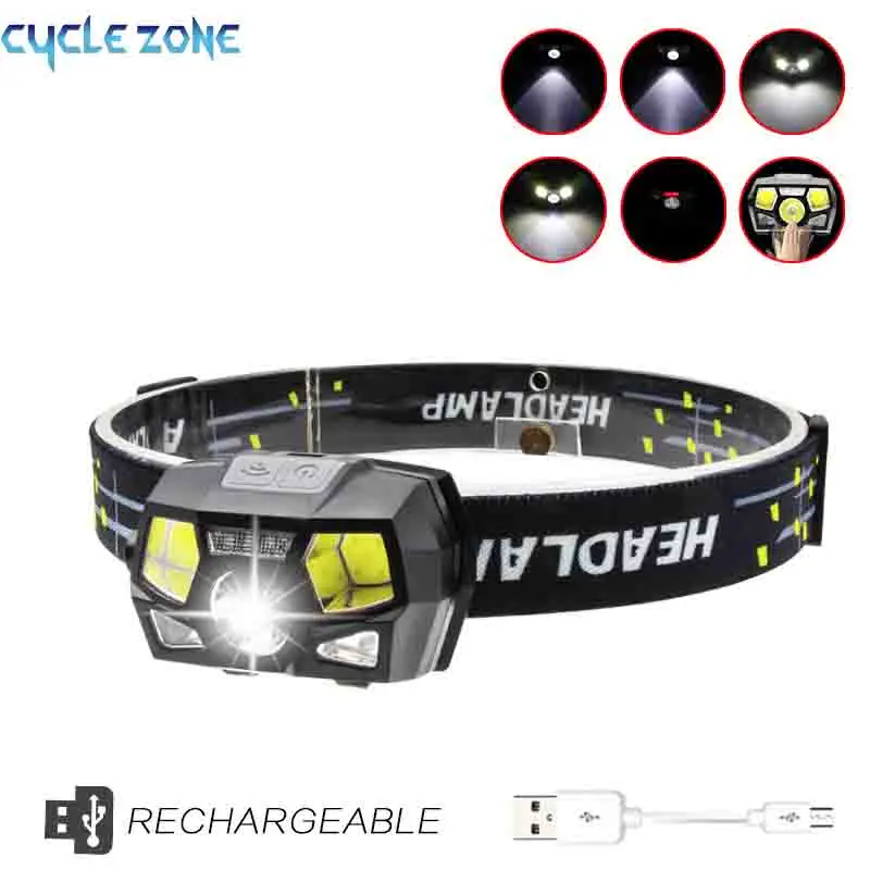 

2000 Lumen LED Headlamp USB Rechargeable Headlamp Fishing Waterproof COB Super Bright Sports Sensor Hands Free Powerful Headlamp