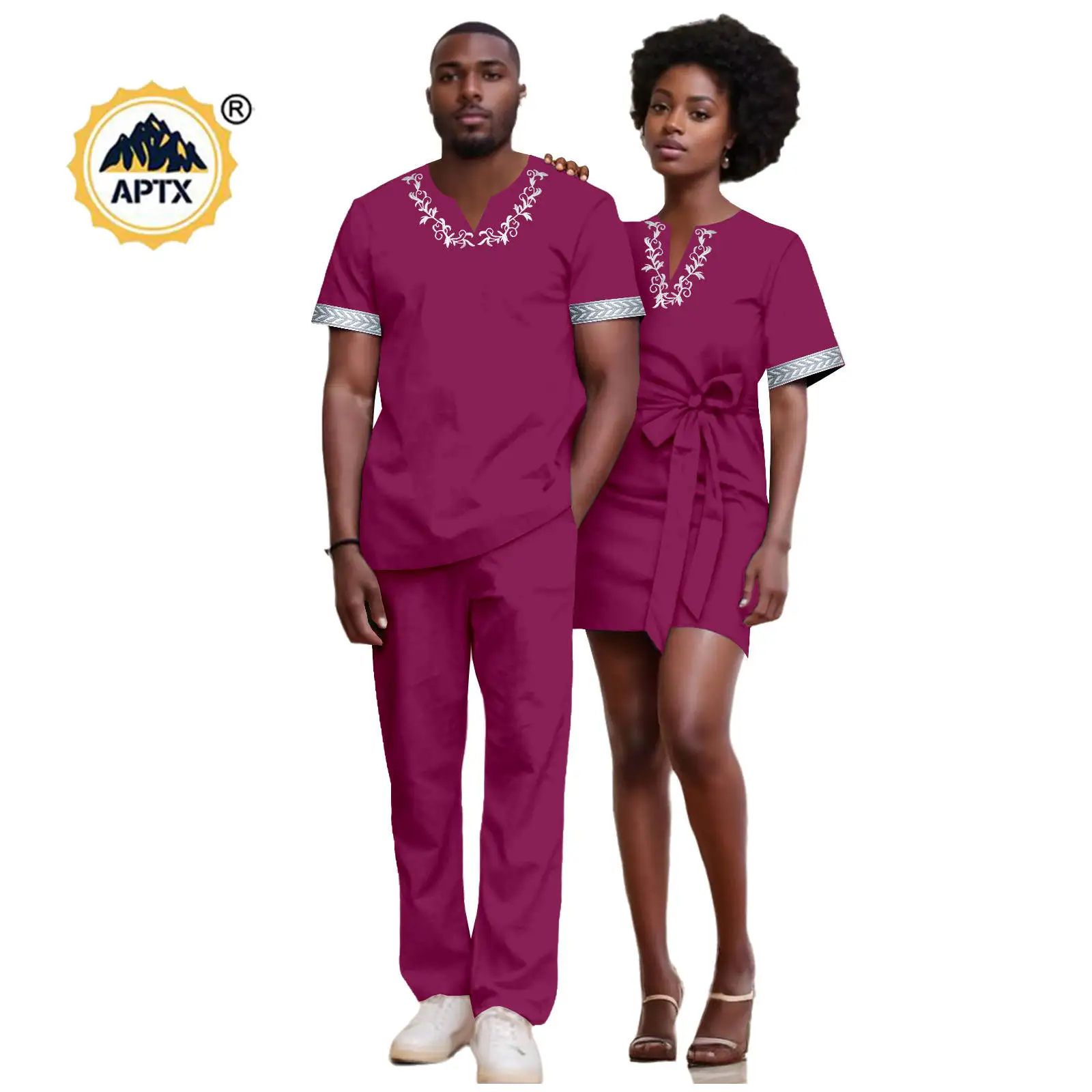 Летние африканские женские мини-платья с аппликацией одинаковая одежда для пар