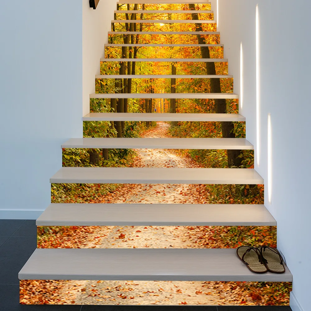 

13Pcs/Set Autumn Leaves Staircase Sticker Home Stair Decoration Wallpaper Adhesive Vinyl Stairs Renovatie Mural trapstickers