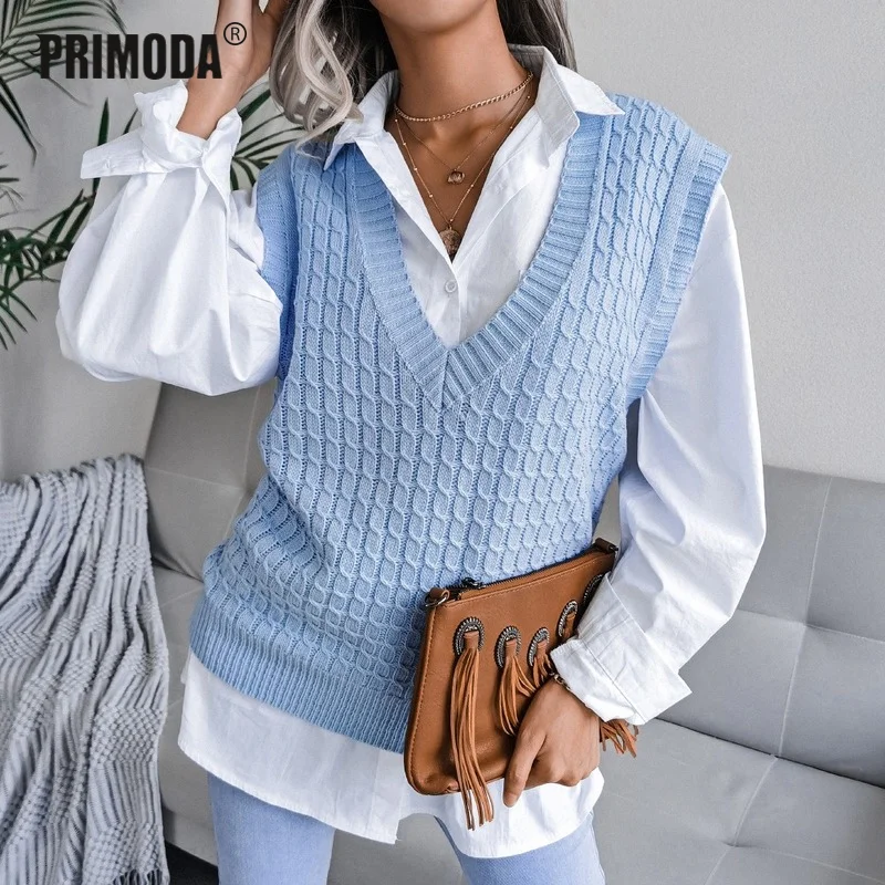 

Khaki Warm Autumn Cute Sweaters Women Casual Knit Ribbed Pullovers Vest Chic Lady Girls Knitted Jumpers Knitting Sweater PR1181G