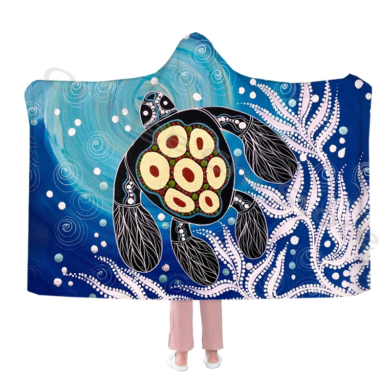

Aboriginal Art Print Hooded Blankets and Fancy Capes Keep Warm and Soft Flannel Blankets for Adults and Children for All Seasons