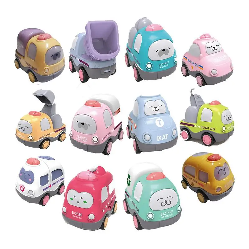 

Baby Pull Back Car 12 PCS Push And Go Small Vehicles Kids Toy Mini Cartoon Animals Cars Perfect Gifts For Kids 1-3 Years Old