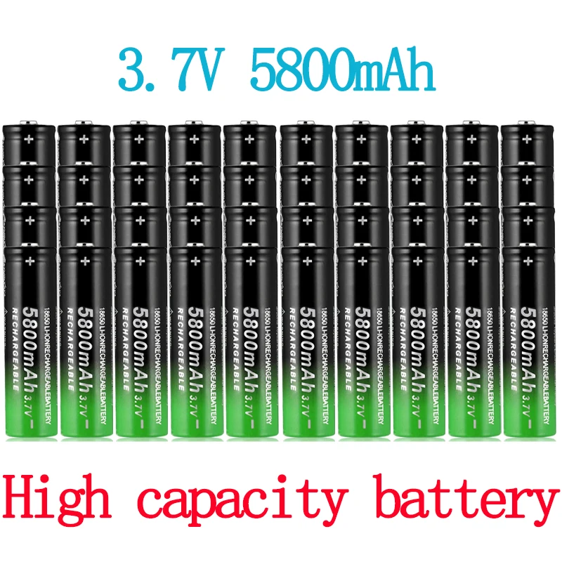 

New 3 .7V High Quality 5800mAh 18650 Lithium ion batteries Rechargeable Battery For Flashlight Torch Free shipping