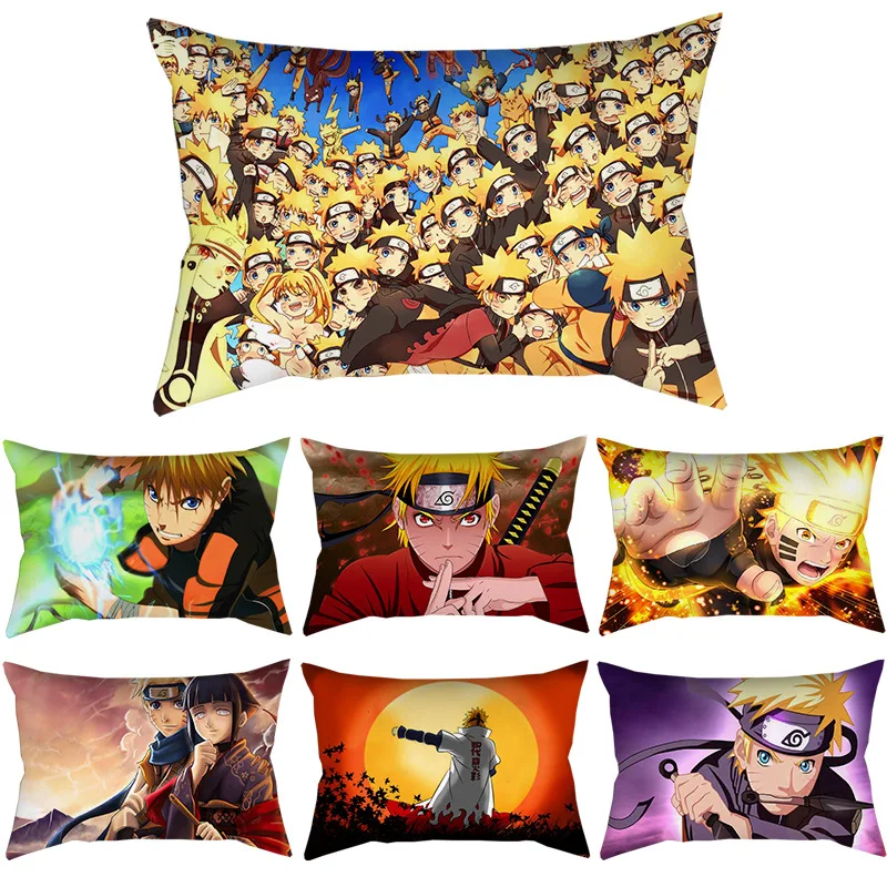 

Anime Pillowcase Naruto Sasuke Uzumaki Naruto Printed Pillowcase Kawaii room decor Sofa Car Decoration Plush Cases Cushion Cover