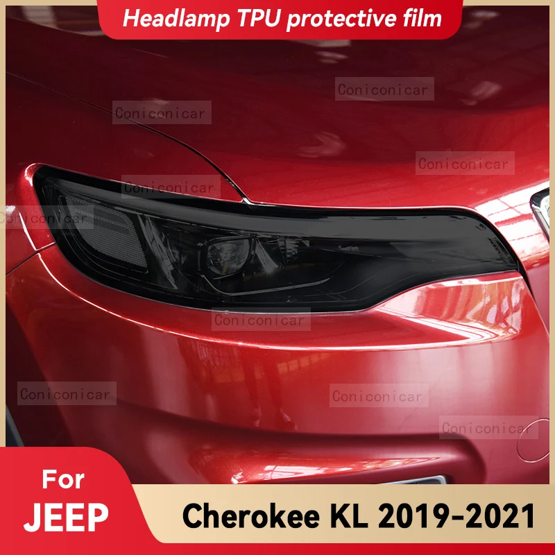 

Car Headlights Protective Film Front Headlamp Cover Smoked Black TPU Film Accessories Sticker For JEEP Cherokee KL 2019-2021