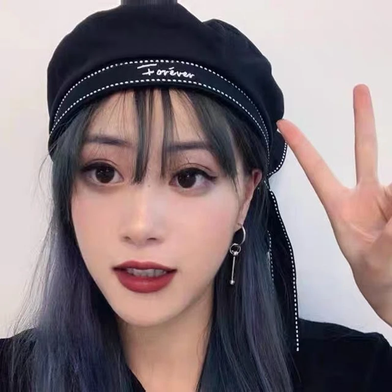 

Designer Brand Beret Hat Female Spring Summer Day White Navy Cap Embroidered Alphabet Bow Sailor Student Painter Kепка Free Mail