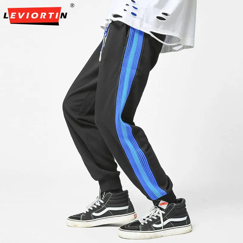

Hip Hop Men's Contrast Color Stripe Patchwork Sweatpants Cityboy Streetwear Loose Trousers Couples Casual Wide Leg Joggers Pants