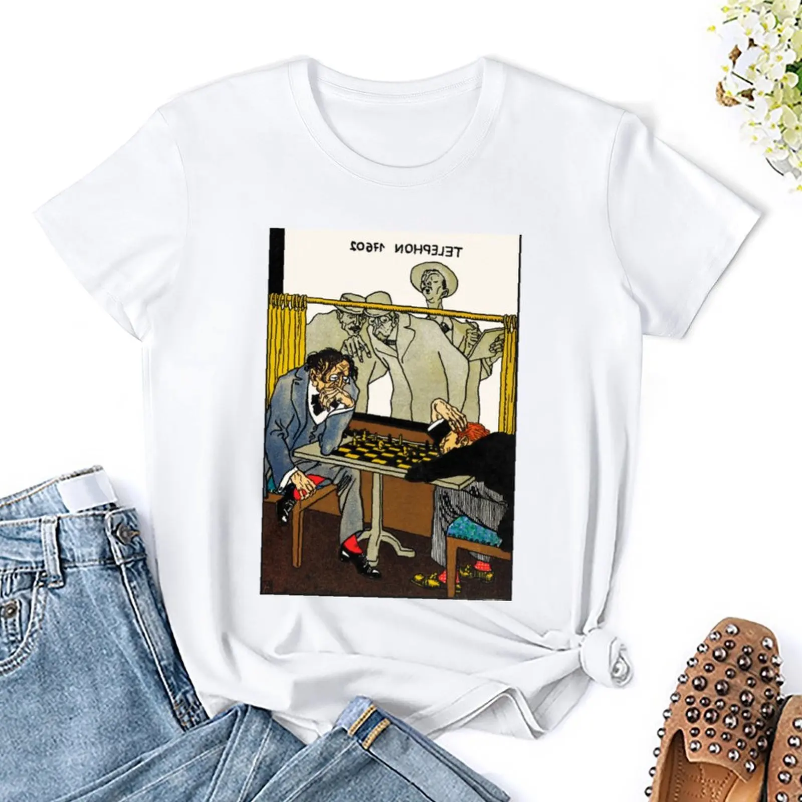 Футболка Viennese Cafe: Пример шахматных игроков от Moriz Jung Забавные Рубашки для