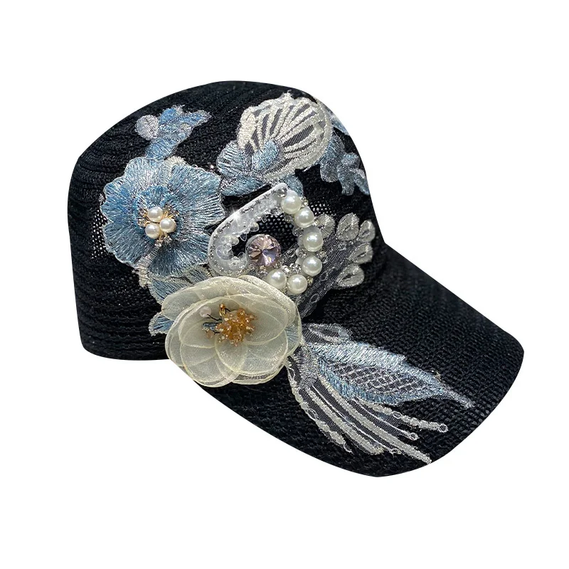 

Hat Women's Summer Thin Peaked Cap Sun Hat Sun Protection Sun Hat Fashion Flower Hat Women's Spring and Summer Baseball Cap