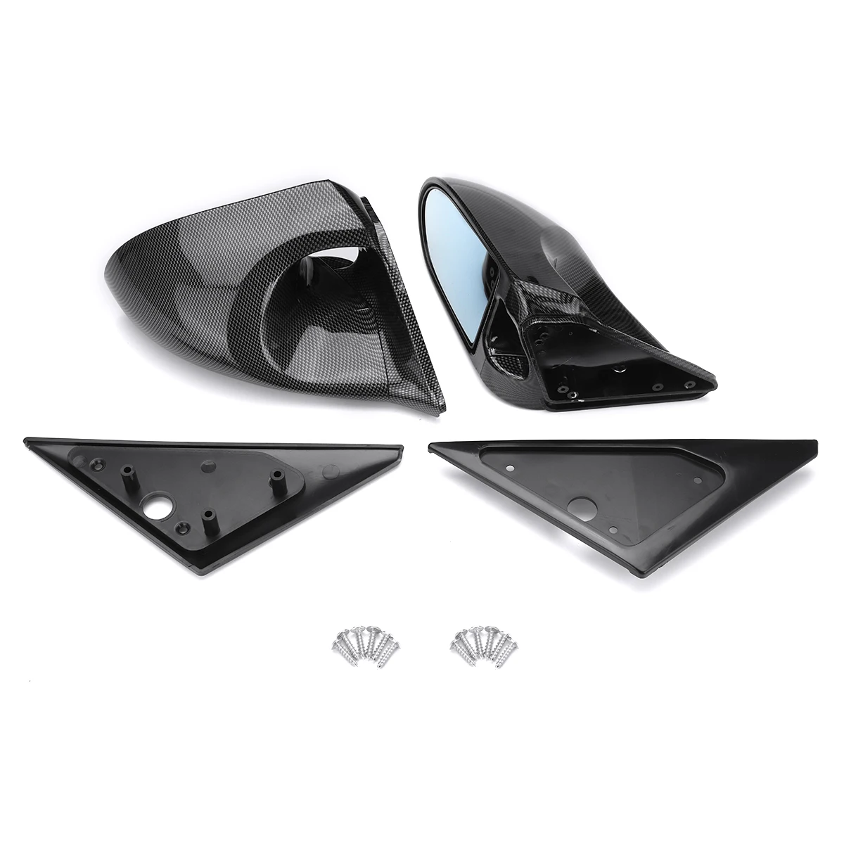 A Pair Carbon Fiber Look /Black Adjustable Car Side Mirror Rearview For Honda Civic EG 1992-1995 4Dr Spoon Style