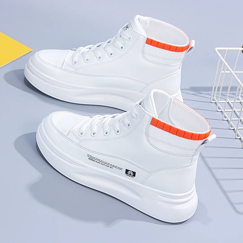 

Модные белые туфли, Новинка весна-осень 2022, Стильные повседневные туфли с высоким верхом, корейские универсальные туфли