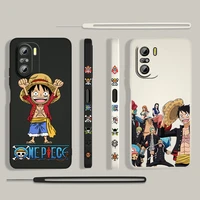 hot anime one piece for xiaomi redmi k50 k40 gaming k30 10x 9 9a 9t 8 8a pro 5g silicone liquid left rope phone case capa cover